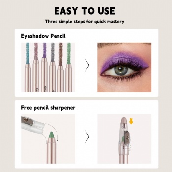 Cross-border for 6-color pearl eyeshadow pen non-smudging with sharpener pencil eyeliner lying silkworm pen foam pen makeup  OEM/ODM