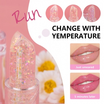 Cross Border 3 Color Temperature Change Lip Gloss Flash Anti-Cracking Long-lasting Moisturizing Lip Oil Hydrating Jelly Lipstick Makeup OEM/ODM