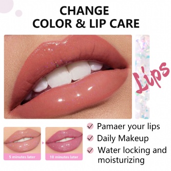 Cross Border 3 Color Temperature Change Lip Gloss Flash Anti-Cracking Long-lasting Moisturizing Lip Oil Hydrating Jelly Lipstick Makeup OEM/ODM