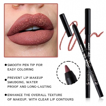 12-color matte Mist Lip Liner Waterproof Finishing Line Pencil Nude Lipstick Pen with pencil sharpener OEM/ODM