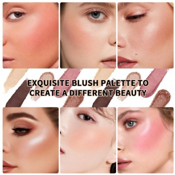Cross Border Beauty Highlight Six Color Blush Natural Brightening Three-dimensional Contouring Long Lasting waterproof and sweat resistant Blush contouring all in one  OEM/ODM