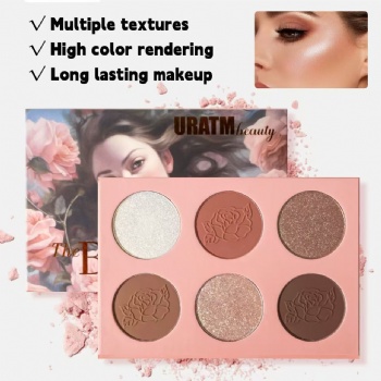 Cross Border Beauty Highlight Six Color Blush Natural Brightening Three-dimensional Contouring Long Lasting waterproof and sweat resistant Blush contouring all in one  OEM/ODM