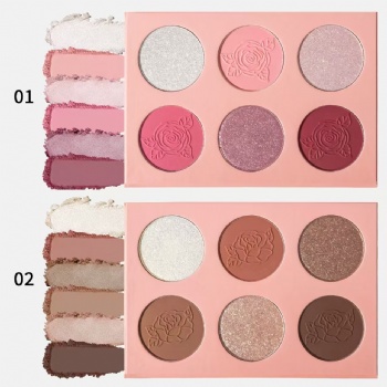 Cross Border Beauty Highlight Six Color Blush Natural Brightening Three-dimensional Contouring Long Lasting waterproof and sweat resistant Blush contouring all in one  OEM/ODM