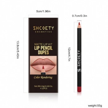 Europe and the United States cross-border 12-color matte lip pencil set nude long-lasting non-bleaching makeup wholesale