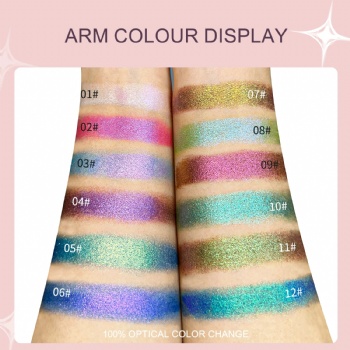Optical chameleon Eyeshadow Powder Metal Photosensitive highlighter Glitter Glitter 12 colors  OEM/ODM